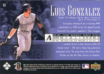 2002 Upper Deck Piece of History #62 Luis Gonzalez Back