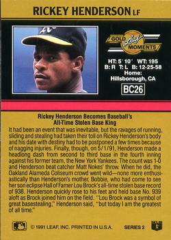 1991 Leaf - Gold Rookies #BC26 Rickey Henderson Back