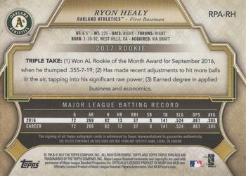 2017 Topps Triple Threads - Rookie and Future Phenom Autographed Relics Emerald #RPA-RH Ryon Healy Back