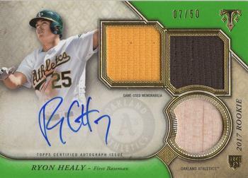 2017 Topps Triple Threads - Rookie and Future Phenom Autographed Relics Emerald #RPA-RH Ryon Healy Front