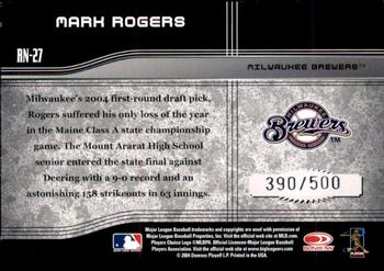 2004 Donruss Elite Extra Edition - Round Numbers #RN-27 Mark Rogers Back