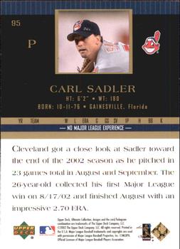 2002 Upper Deck Ultimate Collection #95 Carl Sadler Back