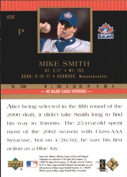 2002 Upper Deck Ultimate Collection #108 Mike Smith Back
