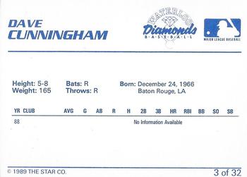 1989 Star Waterloo Diamonds - Platinum #3 Dave Cunningham Back