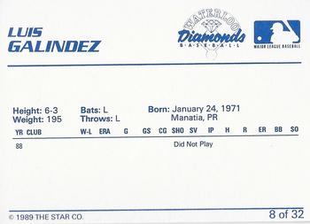 1989 Star Waterloo Diamonds - Platinum #8 Luis Galindez Back