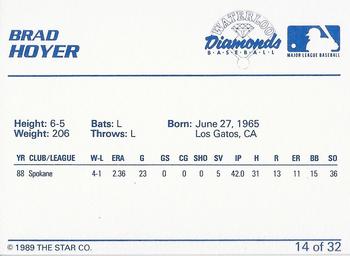1989 Star Waterloo Diamonds - Platinum #14 Brad Hoyer Back