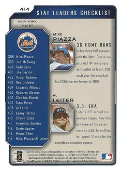 2002 Upper Deck Victory #414 Mike Piazza / Al Leiter Back