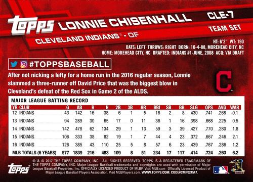2017 Topps Cleveland Indians 5x7 - Gold #CLE-7 Lonnie Chisenhall Back