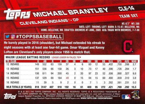 2017 Topps Cleveland Indians 5x7 - Gold #CLE-14 Michael Brantley Back