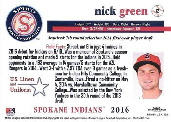2016 Grandstand Spokane Indians #12 Nick Green Back