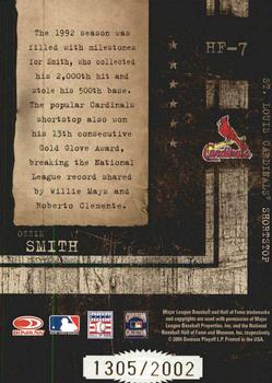 2004 Donruss Leather & Lumber - Hall of Fame #HF-7 Ozzie Smith Back