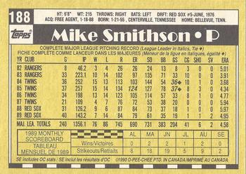 1990 O-Pee-Chee - White Back (Test Stock) #188 Mike Smithson Back