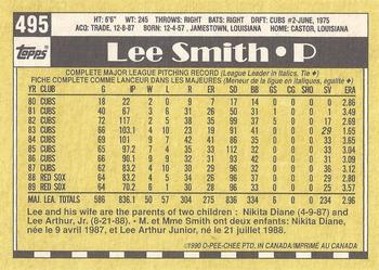 1990 O-Pee-Chee - White Back (Test Stock) #495 Lee Smith Back