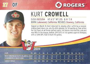 2009 Rogers Winnipeg Goldeyes SGA #NNO Kurt Crowell Back