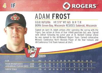 2009 Rogers Winnipeg Goldeyes SGA #NNO Adam Frost Back