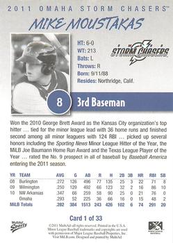 2011 MultiAd Omaha Storm Chasers #1 Mike Moustakas Back