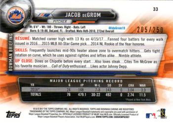 2017 Bowman Chrome - Purple Refractor #33 Jacob deGrom Back