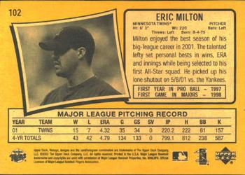 2002 Upper Deck Vintage #102 Eric Milton Back