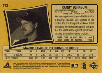 2002 Upper Deck Vintage #173 Randy Johnson Back