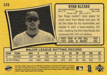 2002 Upper Deck Vintage #226 Ryan Klesko Back
