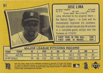 2002 Upper Deck Vintage #91 Jose Lima Back