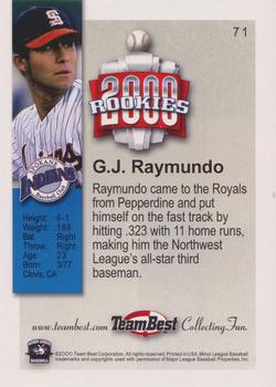 2000 Team Best Rookies - Bronze #71 G.J. Raymundo Back