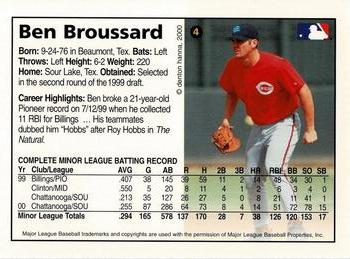 2000 Arizona Fall League Prospects #4 Ben Broussard Back