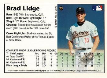 2000 Arizona Fall League Prospects #23 Brad Lidge Back