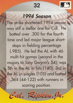 1995 Star Cal Ripken, Jr. 110 (Unlicensed) #32 Cal Ripken Jr. Back