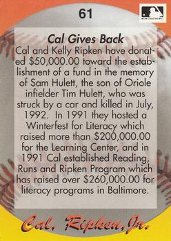 1995 Star Cal Ripken, Jr. 110 (Unlicensed) #61 Cal Ripken Jr. Back