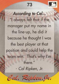 1995 Star Cal Ripken, Jr. 110 (Unlicensed) #73 Cal Ripken Jr. Back