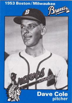 1983 Fritsch 1953 Boston/Milwaukee Braves #30 Dave Cole Front