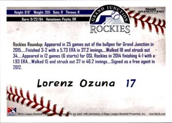 2016 Grandstand Grand Junction Rockies #NNO Lorenz Ozuna Back