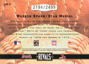 2004 Donruss Leather & Lumber - Rivals #LLR-3 Warren Spahn / Stan Musial Back