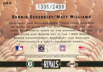 2004 Donruss Leather & Lumber - Rivals #LLR-6 Dennis Eckersley / Matt Williams Back