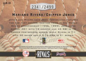 2004 Donruss Leather & Lumber - Rivals #LLR-21 Mariano Rivera / Chipper Jones Back