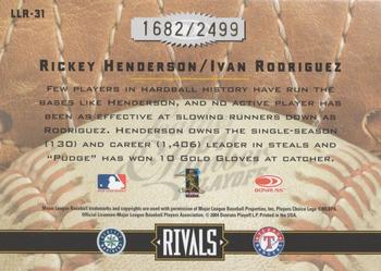 2004 Donruss Leather & Lumber - Rivals #LLR-31 Rickey Henderson / Ivan Rodriguez Back