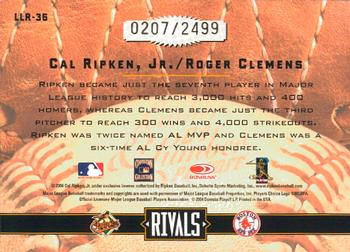 2004 Donruss Leather & Lumber - Rivals #LLR-36 Cal Ripken Jr. / Roger Clemens Back