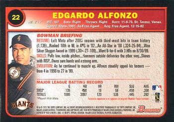 2003 Bowman #22 Edgardo Alfonzo Back