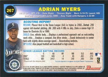 2003 Bowman #267 Adrian Myers Back