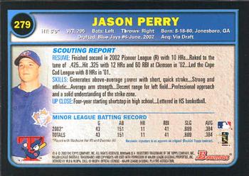 2003 Bowman #279 Jason Perry Back