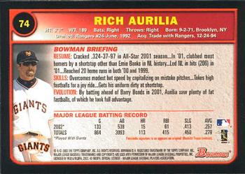 2003 Bowman #74 Rich Aurilia Back