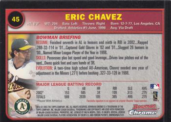 2003 Bowman Chrome #45 Eric Chavez Back