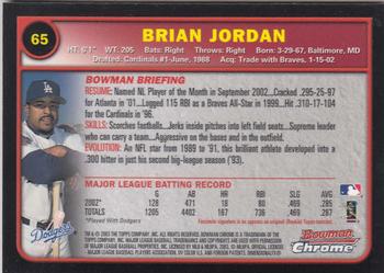 2003 Bowman Chrome #65 Brian Jordan Back