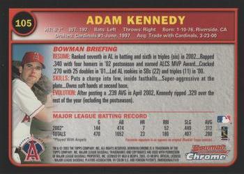 2003 Bowman Chrome #105 Adam Kennedy Back