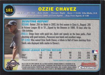 2003 Bowman Chrome #181 Ozzie Chavez Back