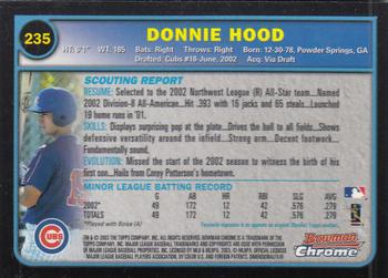 2003 Bowman Chrome #235 Donnie Hood Back