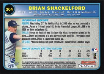 2003 Bowman Chrome #304 Brian Shackelford Back