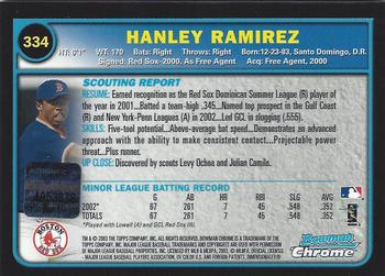 2003 Bowman Chrome #334 Hanley Ramirez Back