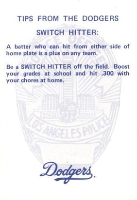 1980 Los Angeles Dodgers Police #NNO Reggie Smith Back